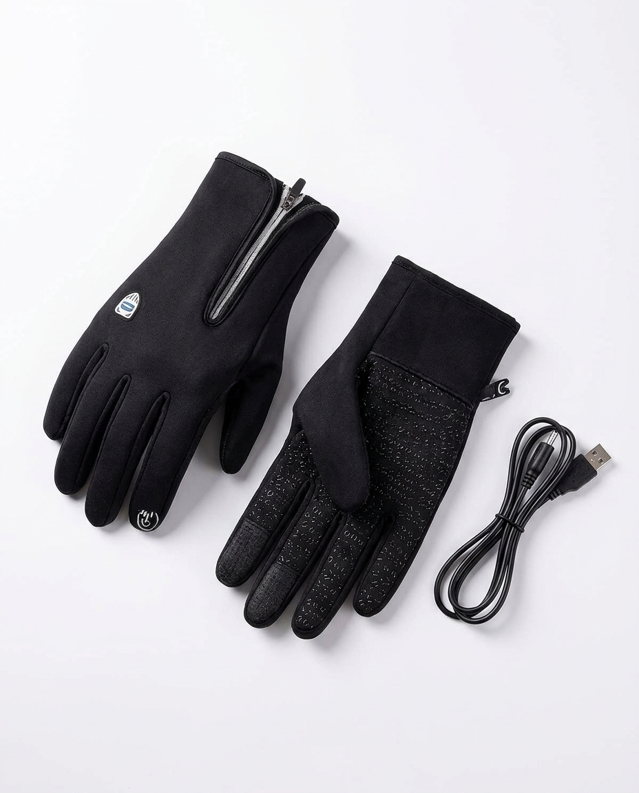 Alpenwarm dünne beheizte Handschuhe mit Powerbank und USB-Kabel