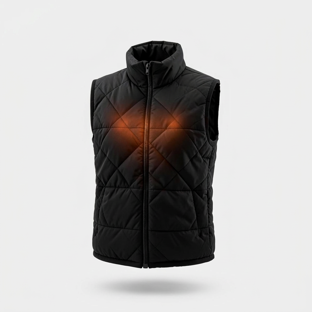 Alpenwarm beheizte Weste mit sichtbarer Heizzone und USB-Powerbank